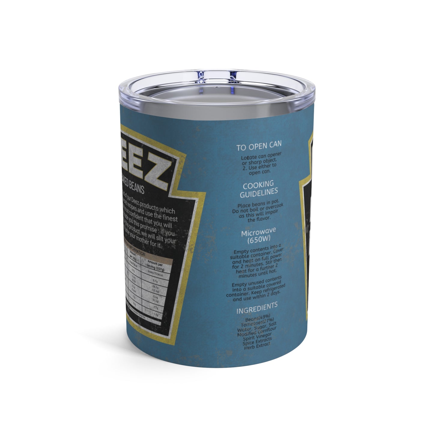 DayZ Inspired DEEZ Baked Beans 10 OZ Tumbler with Lid